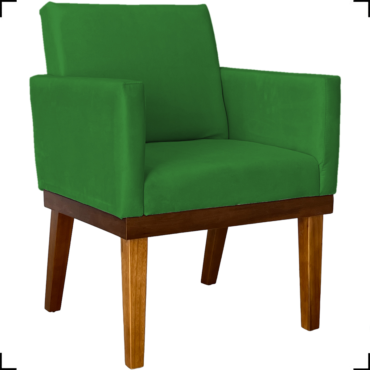 Kit 2 Poltronas Decorativas Divine Base Reforçada De Madeira Suede Verde - Clique E Decore