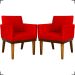 Kit 2 Poltronas Decorativas Divine Base Reforçada De Madeira Suede Vermelho - Clique E Decore