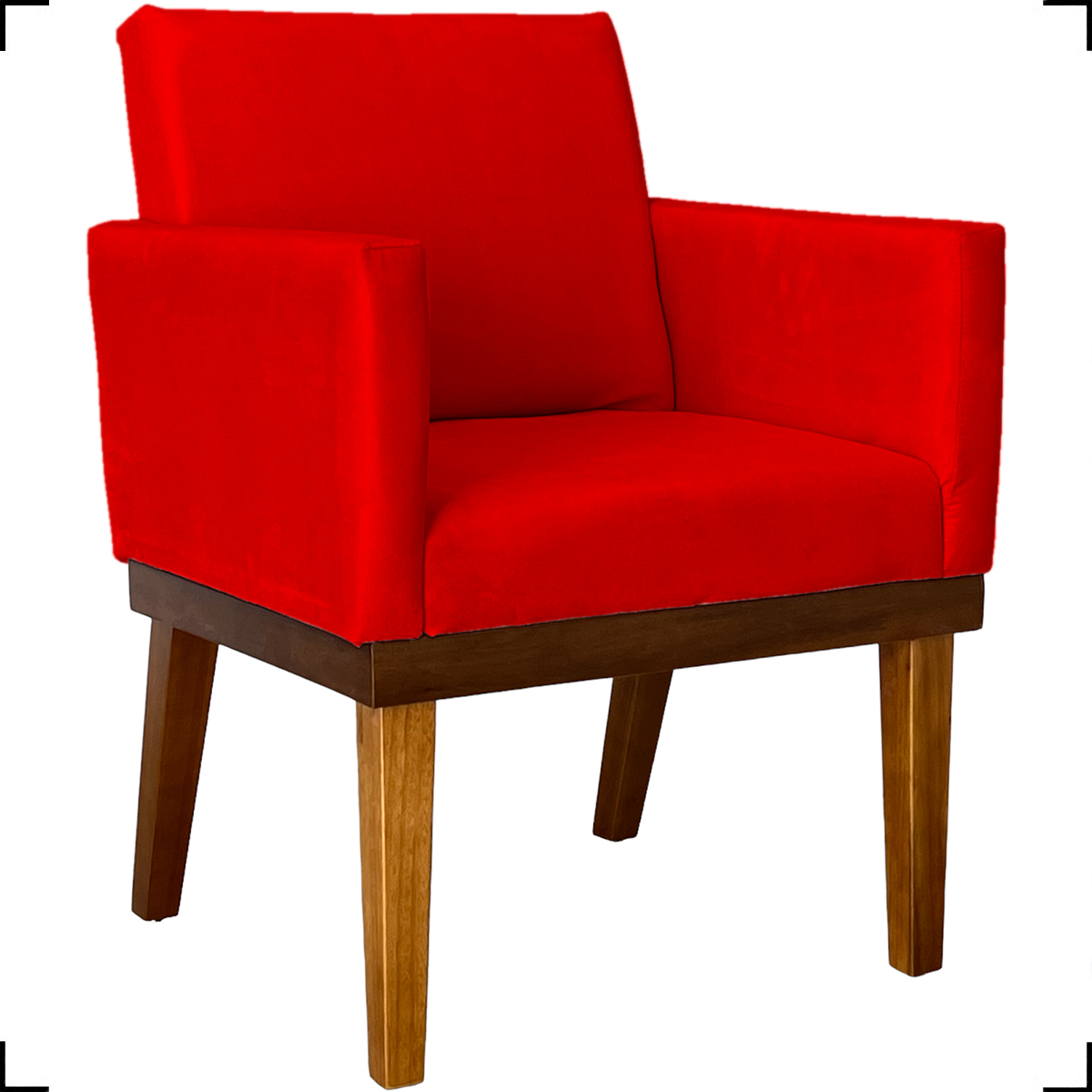 Kit 2 Poltronas Decorativas Divine Base Reforçada De Madeira Suede Vermelho - Clique E Decore