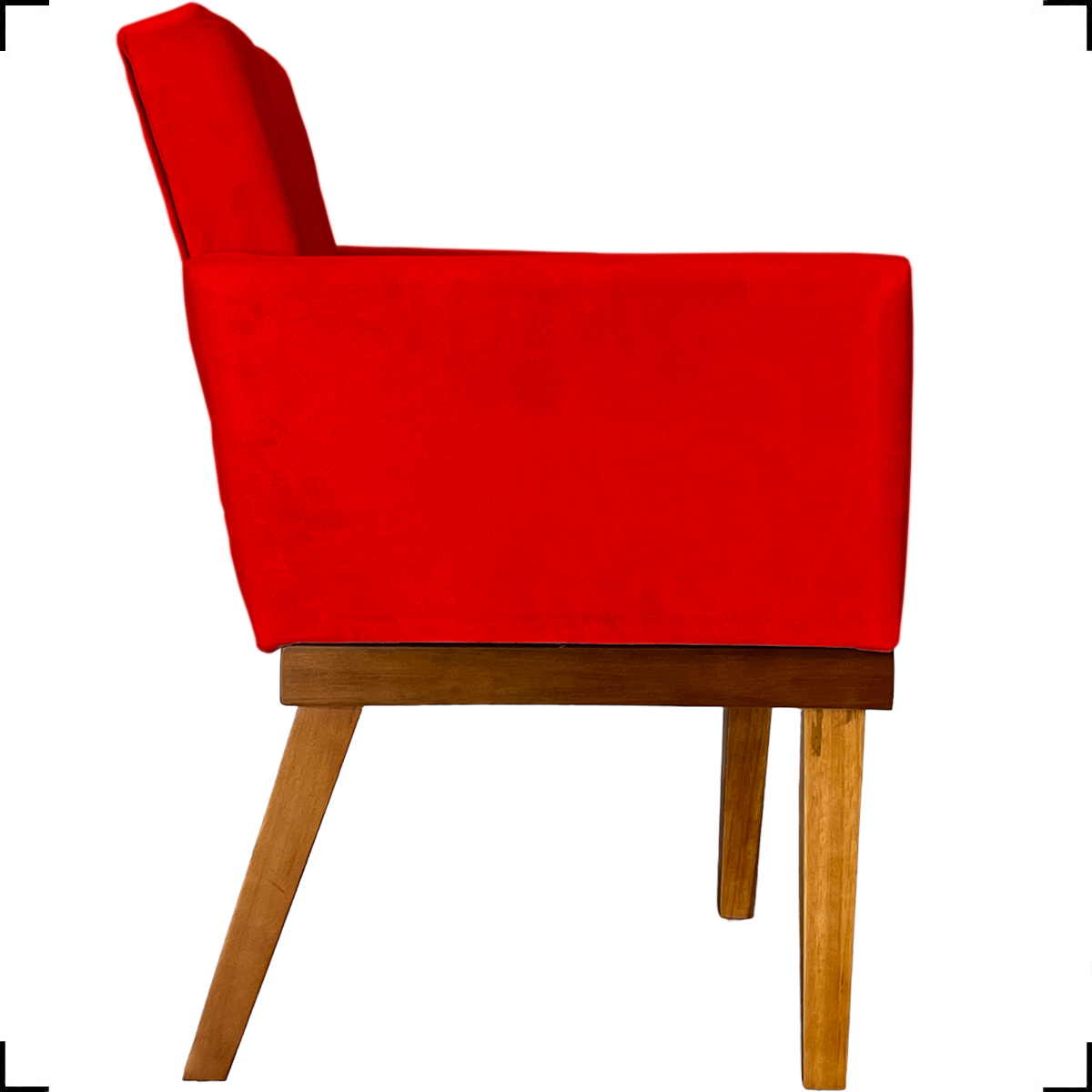 Kit 2 Poltronas Decorativas Divine Base Reforçada De Madeira Suede Vermelho - Clique E Decore