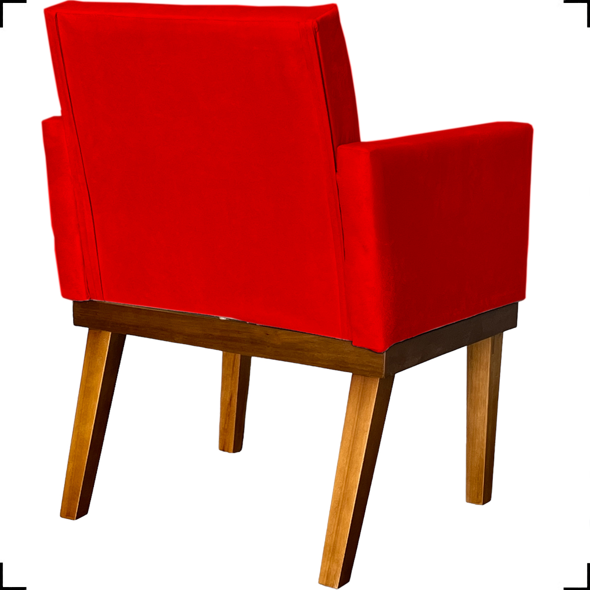 Kit 2 Poltronas Decorativas Divine Base Reforçada De Madeira Suede Vermelho - Clique E Decore