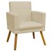 Kit 2 Poltronas Decorativas E Confortáveis Nina Com Base Suede Bege Pé Castanho - Clique E Decore