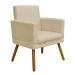 Kit 2 Poltronas Decorativas E Confortáveis Nina Com Base Suede Bege Pé Castanho - Clique E Decore