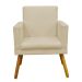 Kit 2 Poltronas Decorativas E Confortáveis Nina Com Base Suede Bege Pé Castanho - Clique E Decore