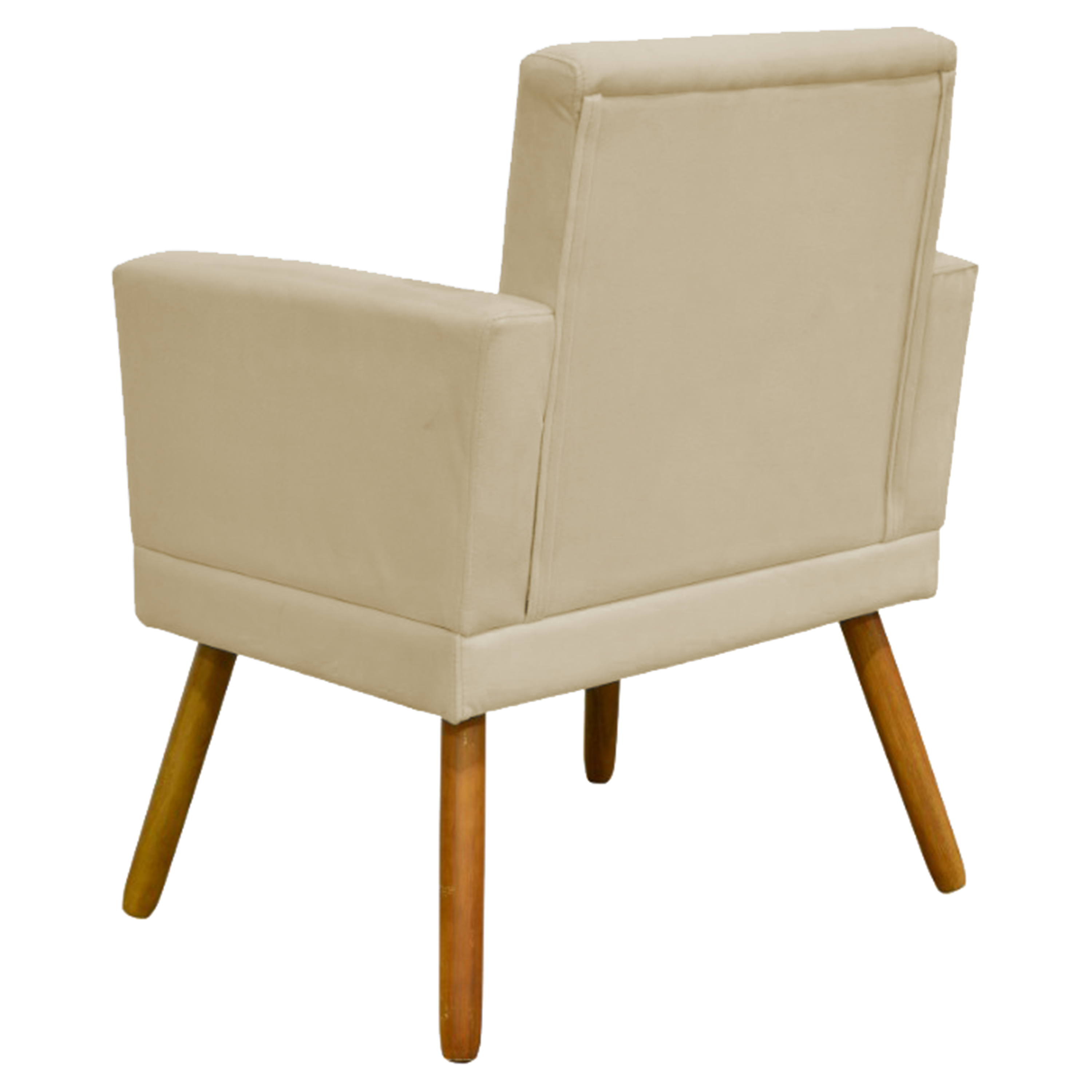 Kit 2 Poltronas Decorativas E Confortáveis Nina Com Base Suede Bege Pé Castanho - Clique E Decore