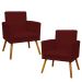 Kit 2 Poltronas Decorativas E Confortáveis Nina Com Base Suede Bordô Pé Castanho - Clique E Decore