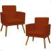 Kit 2 Poltronas Decorativas E Confortáveis Nina Com Base Suede Terracota Pé Castanho - Clique E Decore