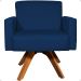 Kit 2 Poltronas Decorativas Hope Base Giratória Suede Azul Marinho Pé Castanho