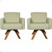 Kit 2 Poltronas Decorativas Hope Base Giratória Suede Bege Pé Castanho