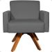 Kit 2 Poltronas Decorativas Hope Base Giratória Suede Cinza Pé Castanho