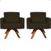 Kit 2 Poltronas Decorativas Hope Base Giratória Suede Marrom Pé Castanho