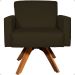 Kit 2 Poltronas Decorativas Hope Base Giratória Suede Marrom Pé Castanho
