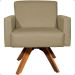 Kit 2 Poltronas Decorativas Hope Base Giratória Suede Nude Pé Castanho