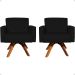 Kit 2 Poltronas Decorativas Hope Base Giratória Suede Preto Pé Castanho