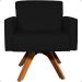 Kit 2 Poltronas Decorativas Hope Base Giratória Suede Preto Pé Castanho