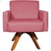 Kit 2 Poltronas Decorativas Hope Base Giratória Suede Rosê Pé Castanho