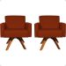 Kit 2 Poltronas Decorativas Hope Base Giratória Suede Terracota Pé Castanho