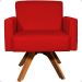 Kit 2 Poltronas Decorativas Hope Base Giratória Suede Vermelho Pé Castanho