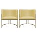 Kit 2 Poltronas Decorativas Luna Para Sala de Estar Escritório Recepção Suede Amarelo Base de Ferro Champagne
