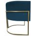 Kit 2 Poltronas Decorativas Luna Para Sala de Estar Escritório Recepção Suede Azul Marinho Base de Ferro Champagne