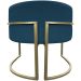 Kit 2 Poltronas Decorativas Luna Para Sala de Estar Escritório Recepção Suede Azul Marinho Base de Ferro Champagne