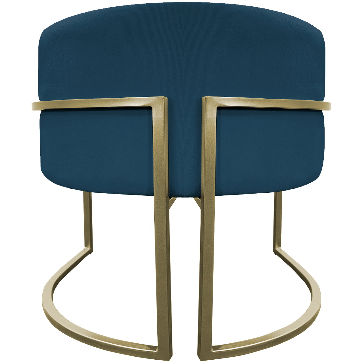 Kit 2 Poltronas Decorativas Luna Para Sala de Estar Escritório Recepção Suede Azul Marinho Base de Ferro Champagne