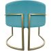 Kit 2 Poltronas Decorativas Luna Para Sala de Estar Escritório Recepção Suede Azul Turquesa Base de Ferro Champagne