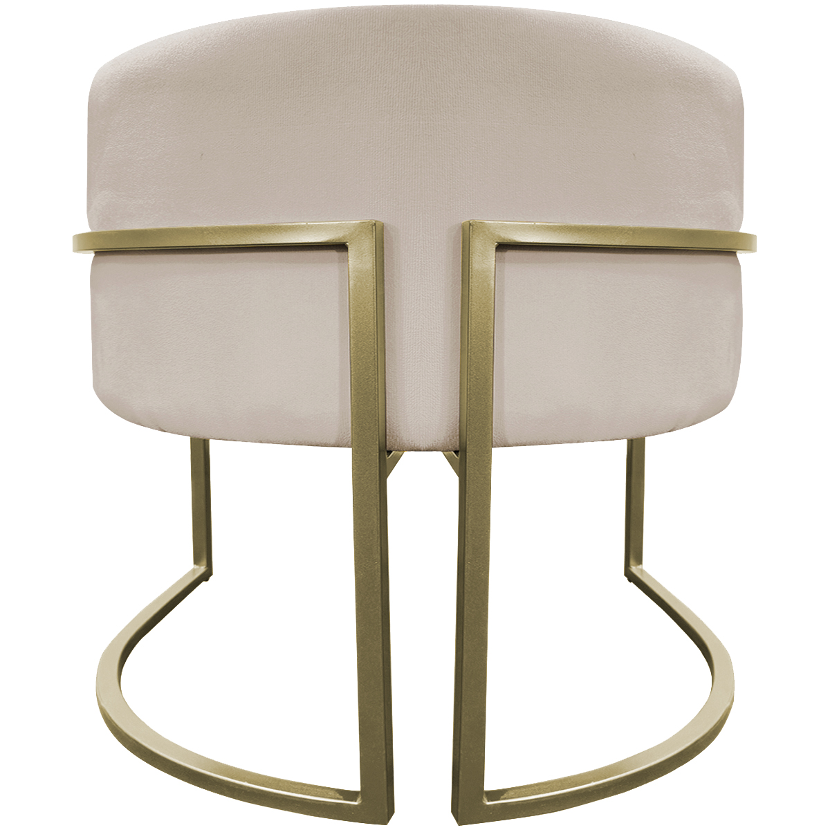 Kit 2 Poltronas Decorativas Luna Para Sala de Estar Escritório Recepção Suede Bege Base de Ferro Champagne