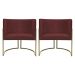 Kit 2 Poltronas Decorativas Luna Para Sala de Estar Escritório Recepção Suede Bordô Base de Ferro Champagne