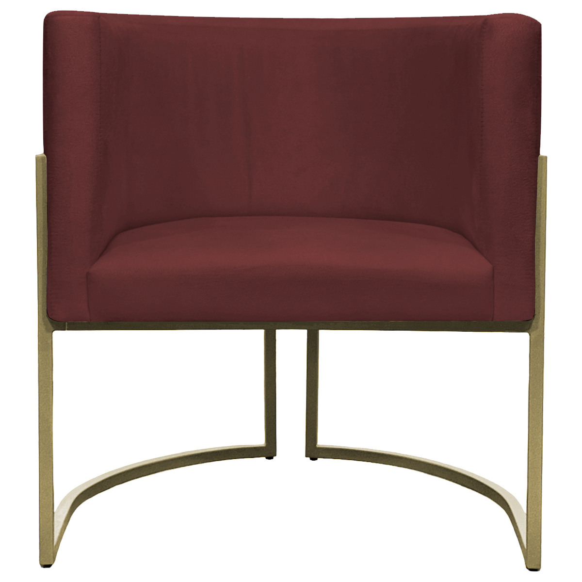 Kit 2 Poltronas Decorativas Luna Para Sala de Estar Escritório Recepção Suede Bordô Base de Ferro Champagne