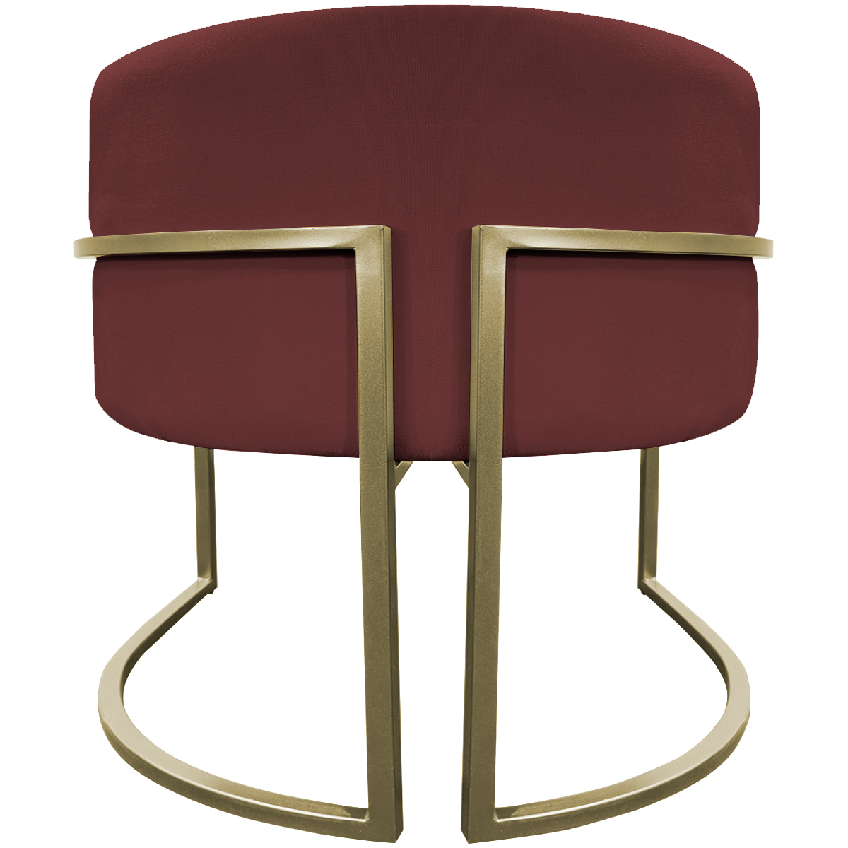 Kit 2 Poltronas Decorativas Luna Para Sala de Estar Escritório Recepção Suede Bordô Base de Ferro Champagne