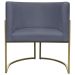 Kit 2 Poltronas Decorativas Luna Para Sala de Estar Escritório Recepção Suede Cinza Base de Ferro Champagne