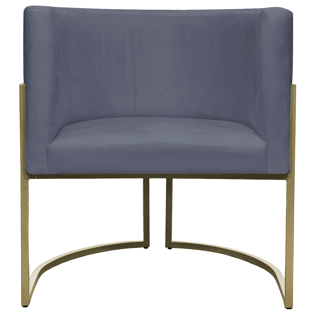 Kit 2 Poltronas Decorativas Luna Para Sala de Estar Escritório Recepção Suede Cinza Base de Ferro Champagne