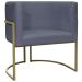 Kit 2 Poltronas Decorativas Luna Para Sala de Estar Escritório Recepção Suede Cinza Base de Ferro Champagne