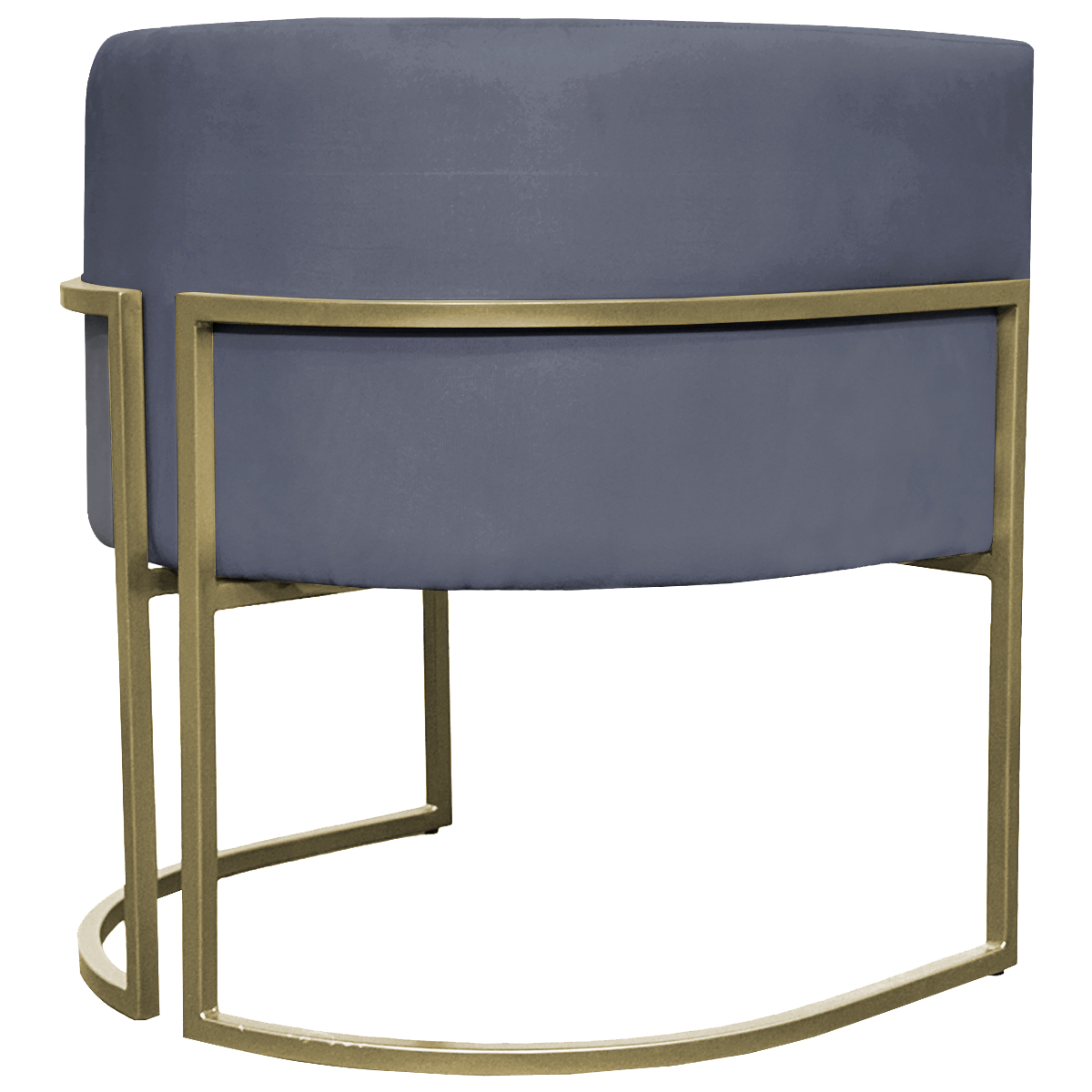 Kit 2 Poltronas Decorativas Luna Para Sala de Estar Escritório Recepção Suede Cinza Base de Ferro Champagne