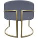 Kit 2 Poltronas Decorativas Luna Para Sala de Estar Escritório Recepção Suede Cinza Base de Ferro Champagne