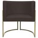 Kit 2 Poltronas Decorativas Luna Para Sala de Estar Escritório Recepção Suede Marrom Base de Ferro Champagne