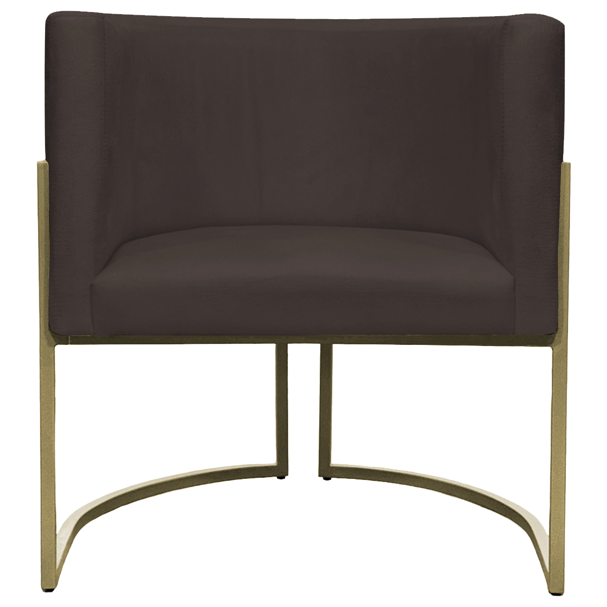 Kit 2 Poltronas Decorativas Luna Para Sala de Estar Escritório Recepção Suede Marrom Base de Ferro Champagne