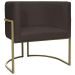 Kit 2 Poltronas Decorativas Luna Para Sala de Estar Escritório Recepção Suede Marrom Base de Ferro Champagne