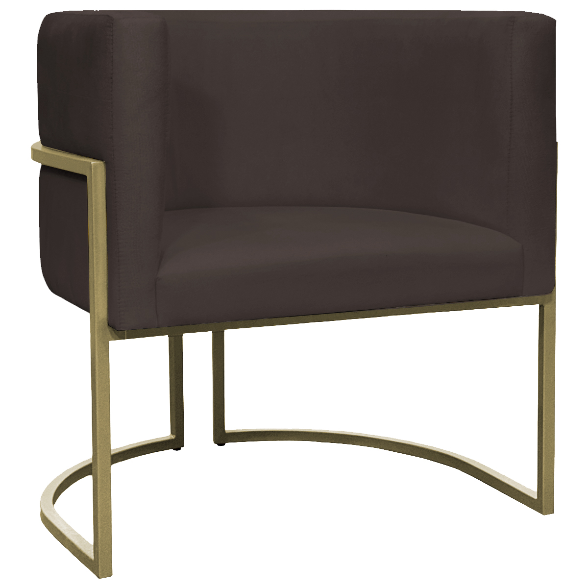Kit 2 Poltronas Decorativas Luna Para Sala de Estar Escritório Recepção Suede Marrom Base de Ferro Champagne