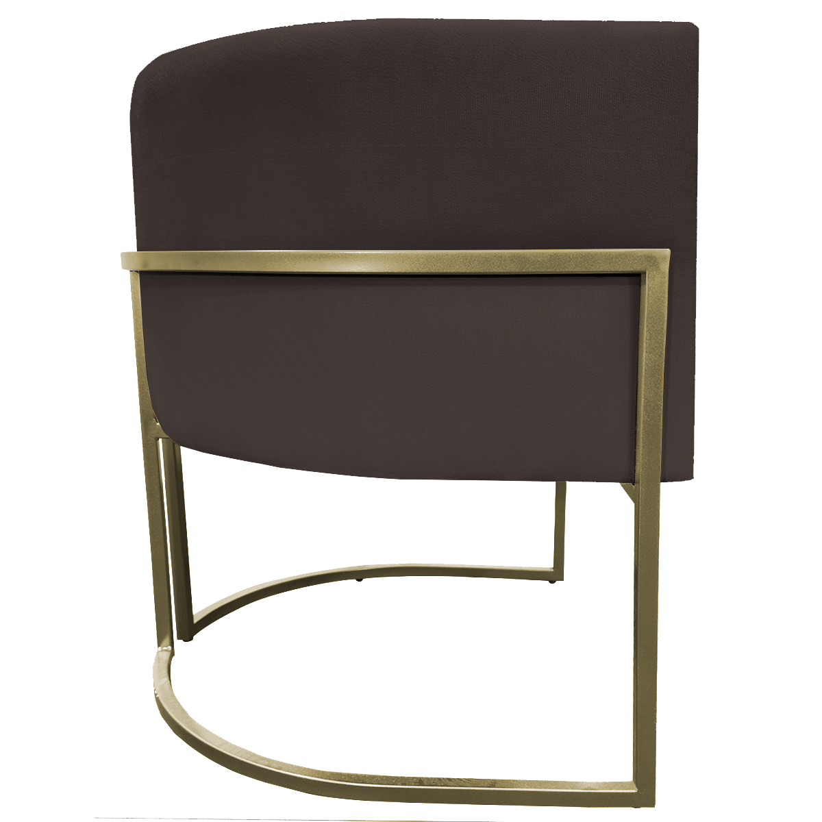 Kit 2 Poltronas Decorativas Luna Para Sala de Estar Escritório Recepção Suede Marrom Base de Ferro Champagne