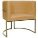 Kit 2 Poltronas Decorativas Luna Para Sala de Estar Escritório Recepção Suede Mostarda Base de Ferro Champagne