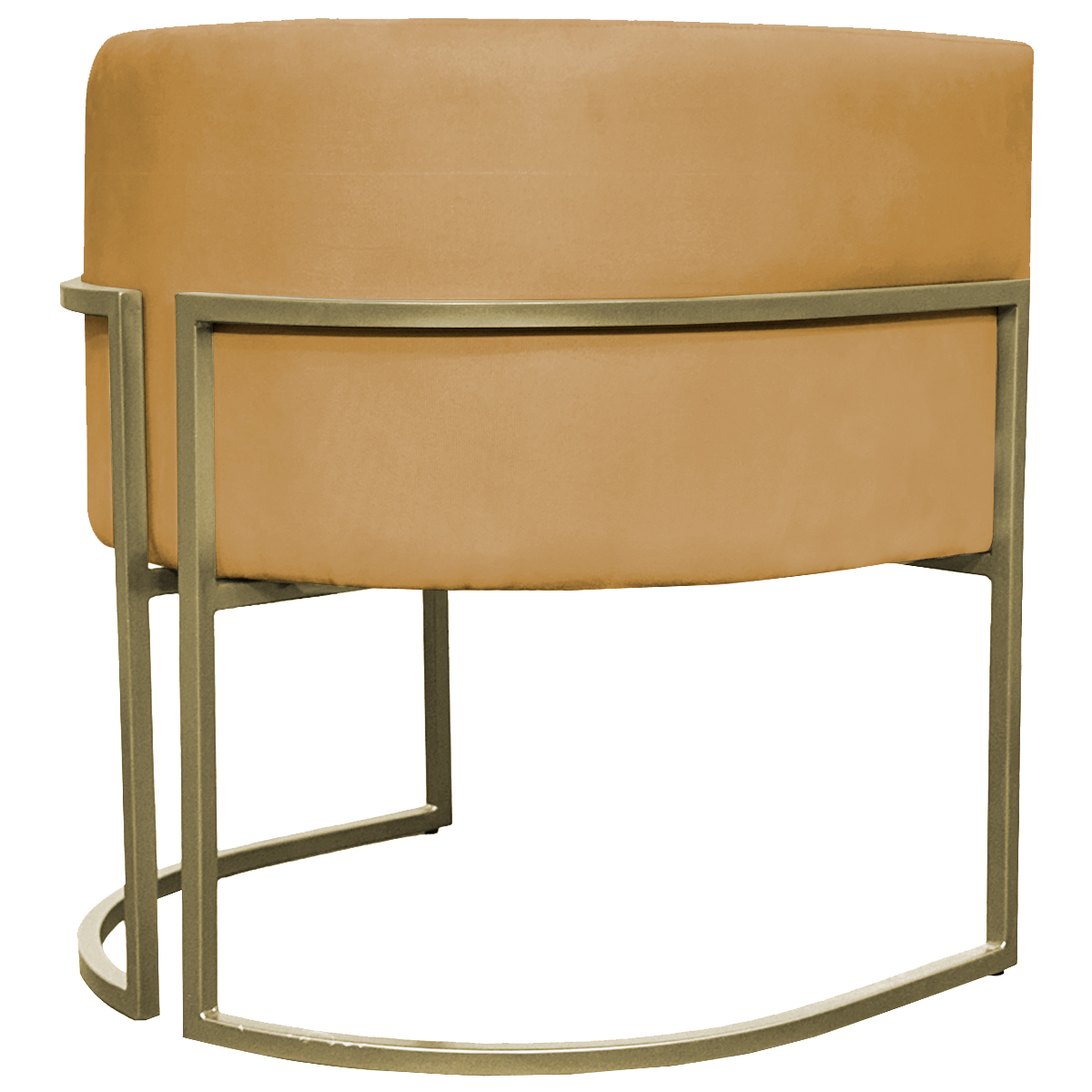 Kit 2 Poltronas Decorativas Luna Para Sala de Estar Escritório Recepção Suede Mostarda Base de Ferro Champagne