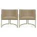 Kit 2 Poltronas Decorativas Luna Para Sala de Estar Escritório Recepção Suede Nude Base de Ferro Champagne