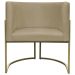 Kit 2 Poltronas Decorativas Luna Para Sala de Estar Escritório Recepção Suede Nude Base de Ferro Champagne