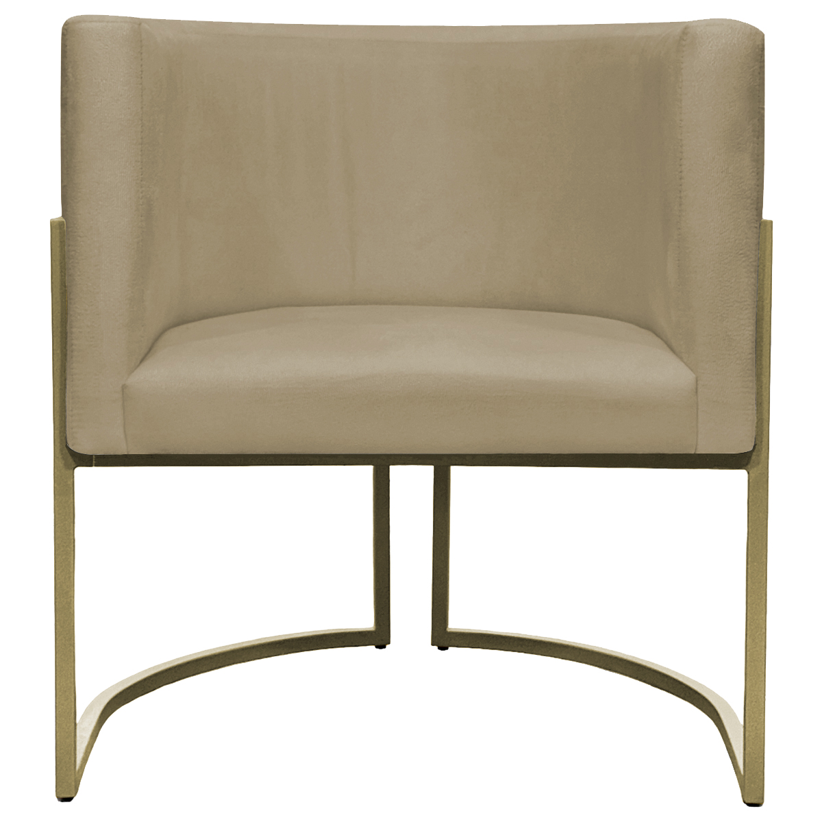 Kit 2 Poltronas Decorativas Luna Para Sala de Estar Escritório Recepção Suede Nude Base de Ferro Champagne