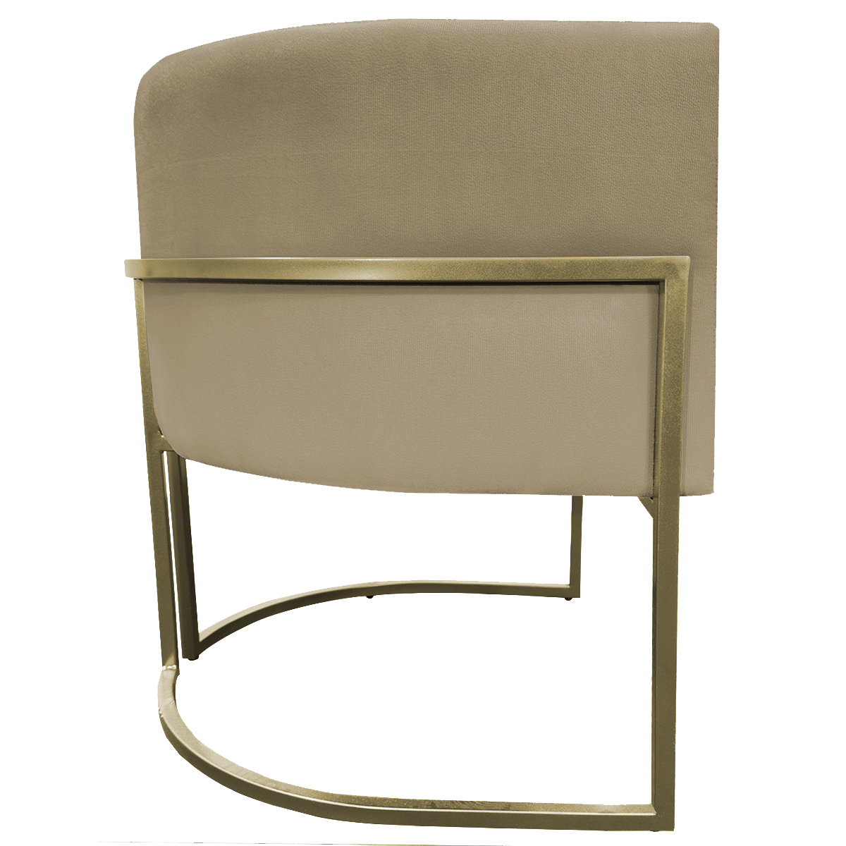 Kit 2 Poltronas Decorativas Luna Para Sala de Estar Escritório Recepção Suede Nude Base de Ferro Champagne