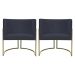 Kit 2 Poltronas Decorativas Luna Para Sala de Estar Escritório Recepção Suede Preto Base de Ferro Champagne