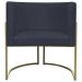 Kit 2 Poltronas Decorativas Luna Para Sala de Estar Escritório Recepção Suede Preto Base de Ferro Champagne