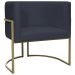 Kit 2 Poltronas Decorativas Luna Para Sala de Estar Escritório Recepção Suede Preto Base de Ferro Champagne